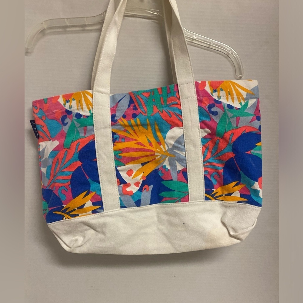 J. Crew Factory Multicolor Canvas Palm Leaf Tote - Picture 4 of 6